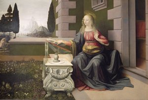 Virgen María, de la Anunciación, 1472-75 (detalle) (post-restauración)